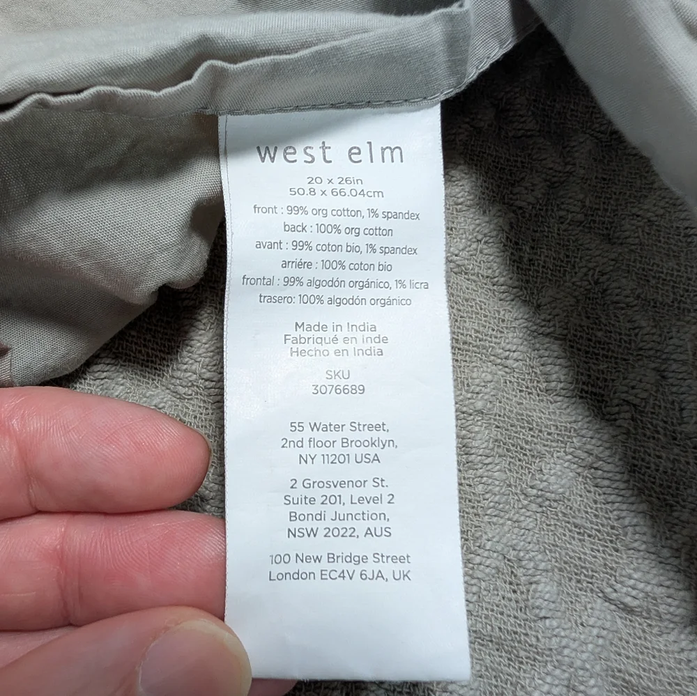 West Elm Organic Cotton Pillow Shams - Set Of 2 - 20x26